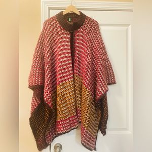 FINAL SALE!!! United Colors of Benetton Wool Blend Multicolored Poncho One Size